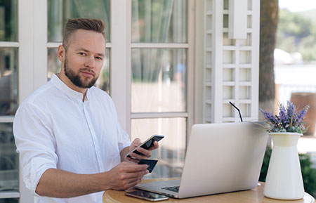 Businessman shopping online